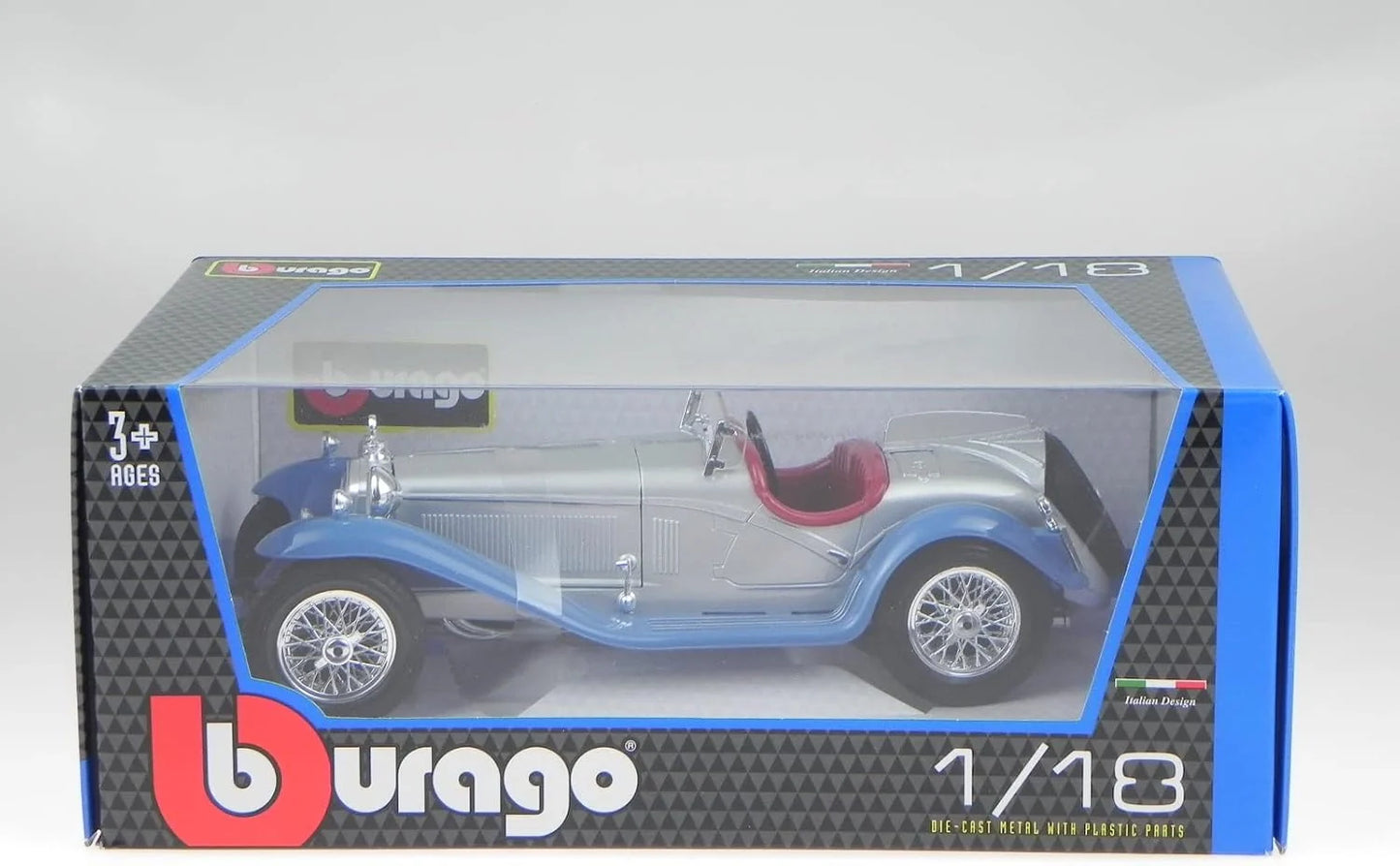 Bburago Alfa Romeo 8C 2300 Spider Touring Silver, Blue