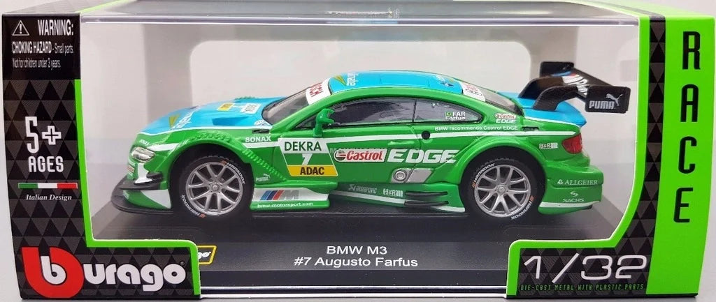Bburago BMW M3 # 7 Augusto Farfus Green & Blue Race