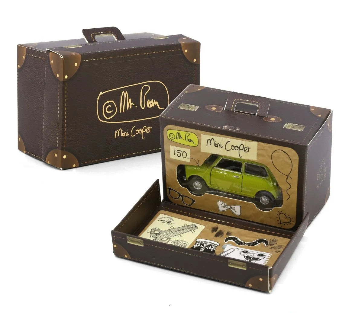 Tiny HK Mr. Bean Mini Cooper Green, Black Mr. Bean-Acessories (Mr. Bean Figure + Car + Broom)