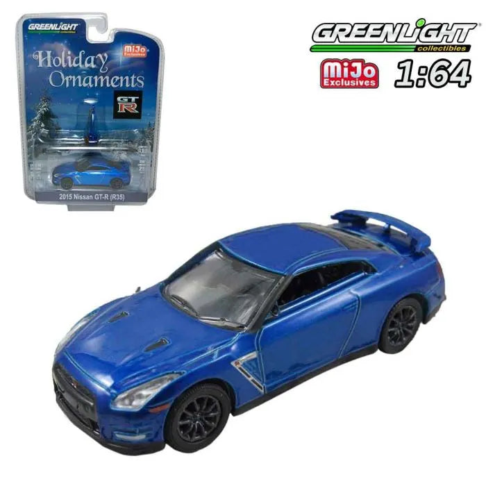 Green light Nissan GTR 2015 Blue Holiday Ornaments