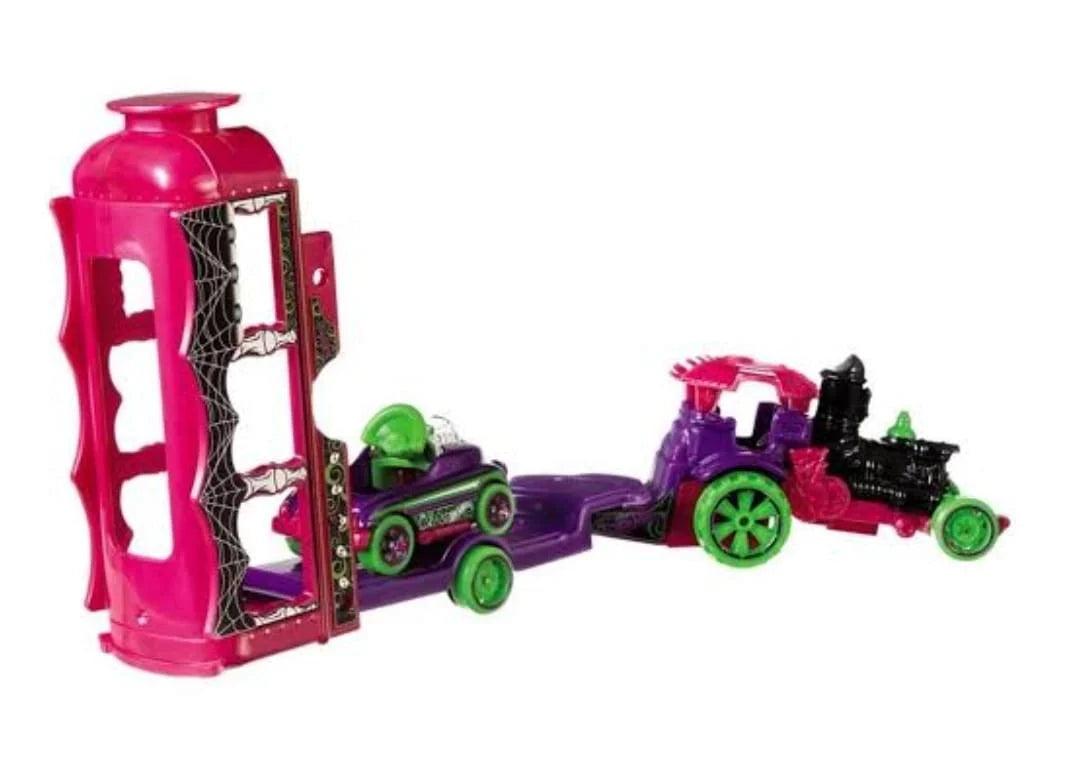 Hot Wheels Hauler Car-Nival Steamer Car-Nival Steamer - (Set of Hauler + Car) Maroon