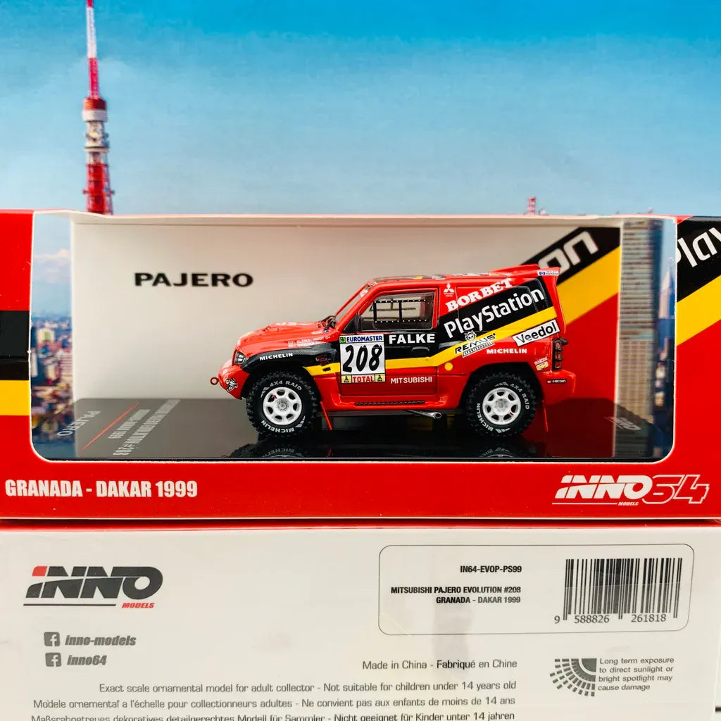 Inno 64 Mitsubishi Pajero Evolution # 208 1999 Red Granada-Dakar