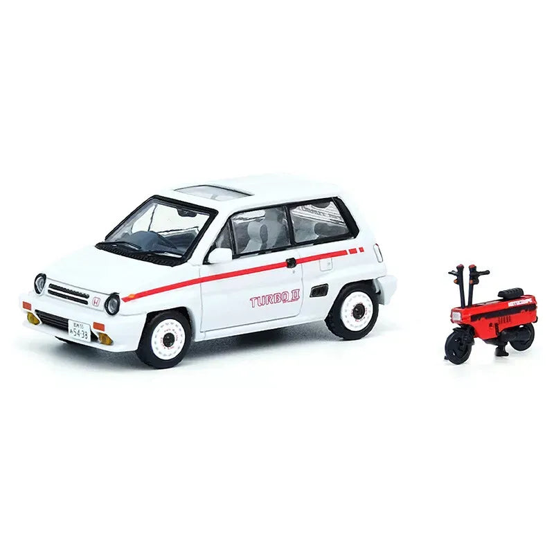 Inno 64 Honda City Turbo II White With Motocompo bike