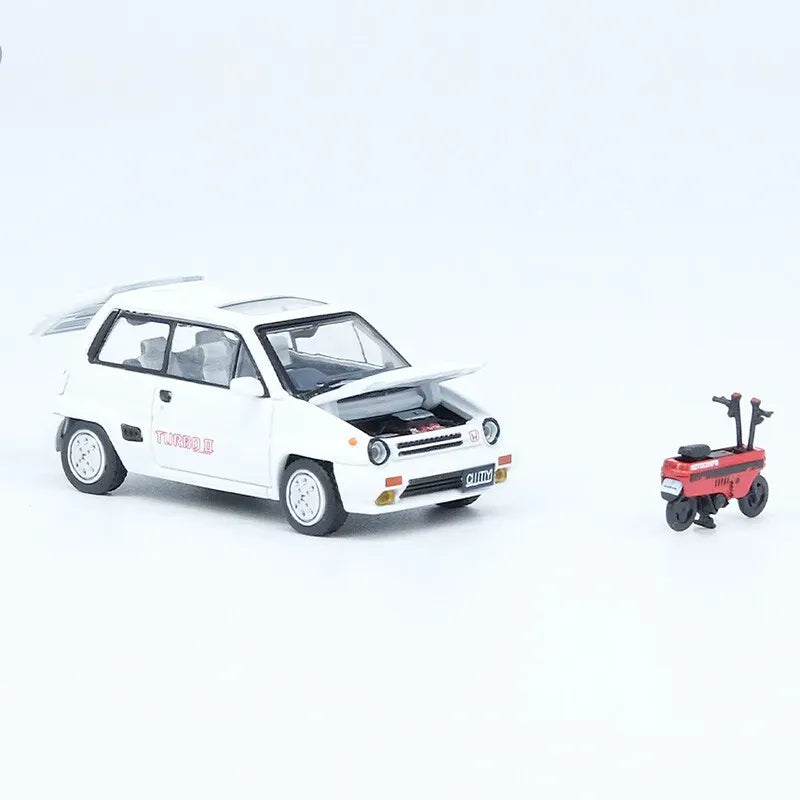 Inno 64 Honda City Turbo II White With Motocompo bike