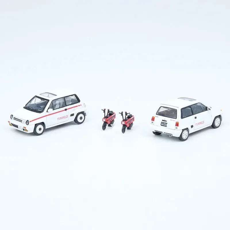 Inno 64 Honda City Turbo II White With Motocompo bike