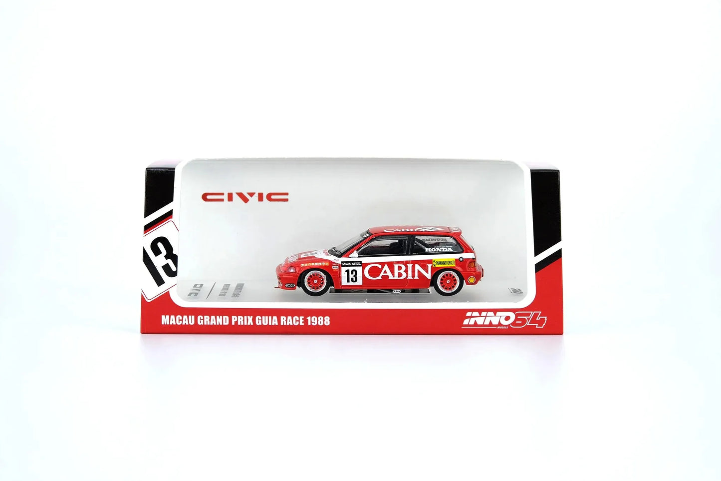 Inno 64 Honda Civic EF3 # 13 1988 Red Team Cabin - Macau Guia Race