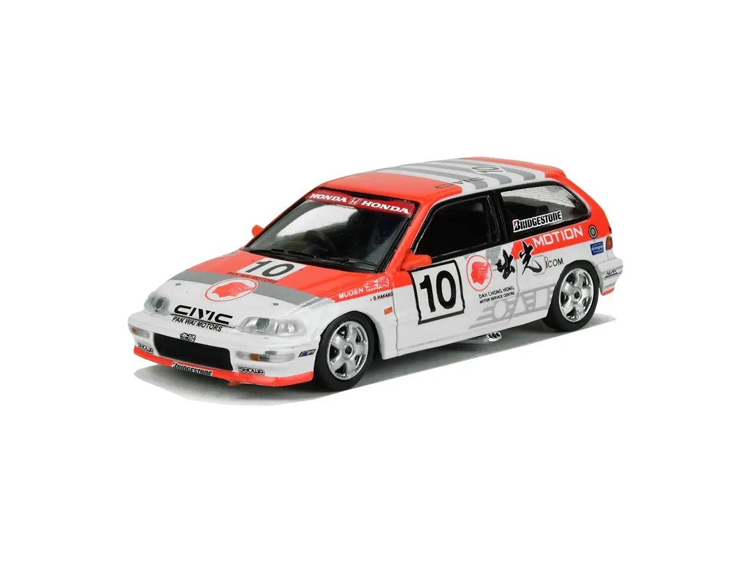 Inno 64 Honda Civic EF9 # 10 1990 White, Orange Idemitsu Motion - Macau Guia Race