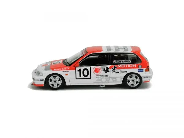 Inno 64 Honda Civic EF9 # 10 1990 White, Orange Idemitsu Motion - Macau Guia Race
