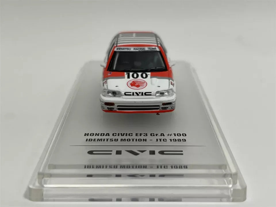 Inno 64 Honda Civic EF3 Gr.A # 100 1989 White, Orange Idemitsu Motion - Macau Guia Race