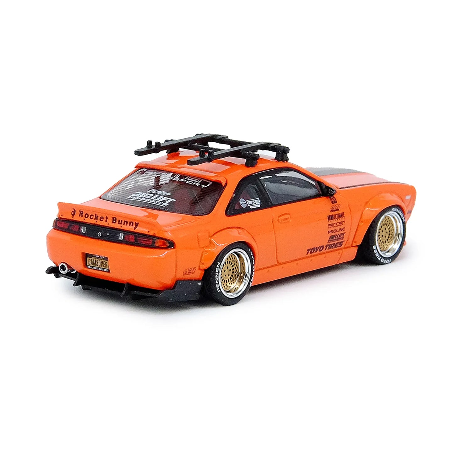Inno 64 Nissan Silvia (S14) Orange Rocket Bunny Boss Aero - With 2 racing bicycles