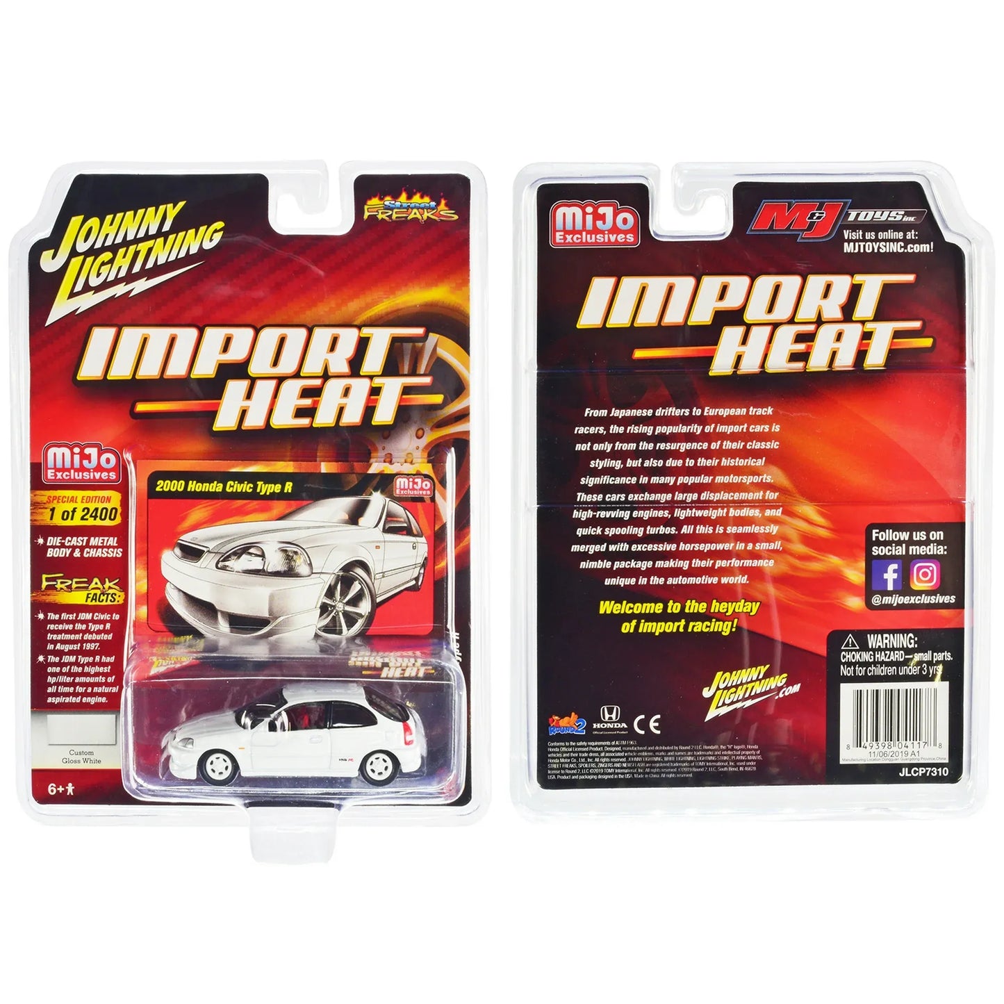 Johnny Lightning Limited Edition Honda Civic Type R 2000 White Street Freaks