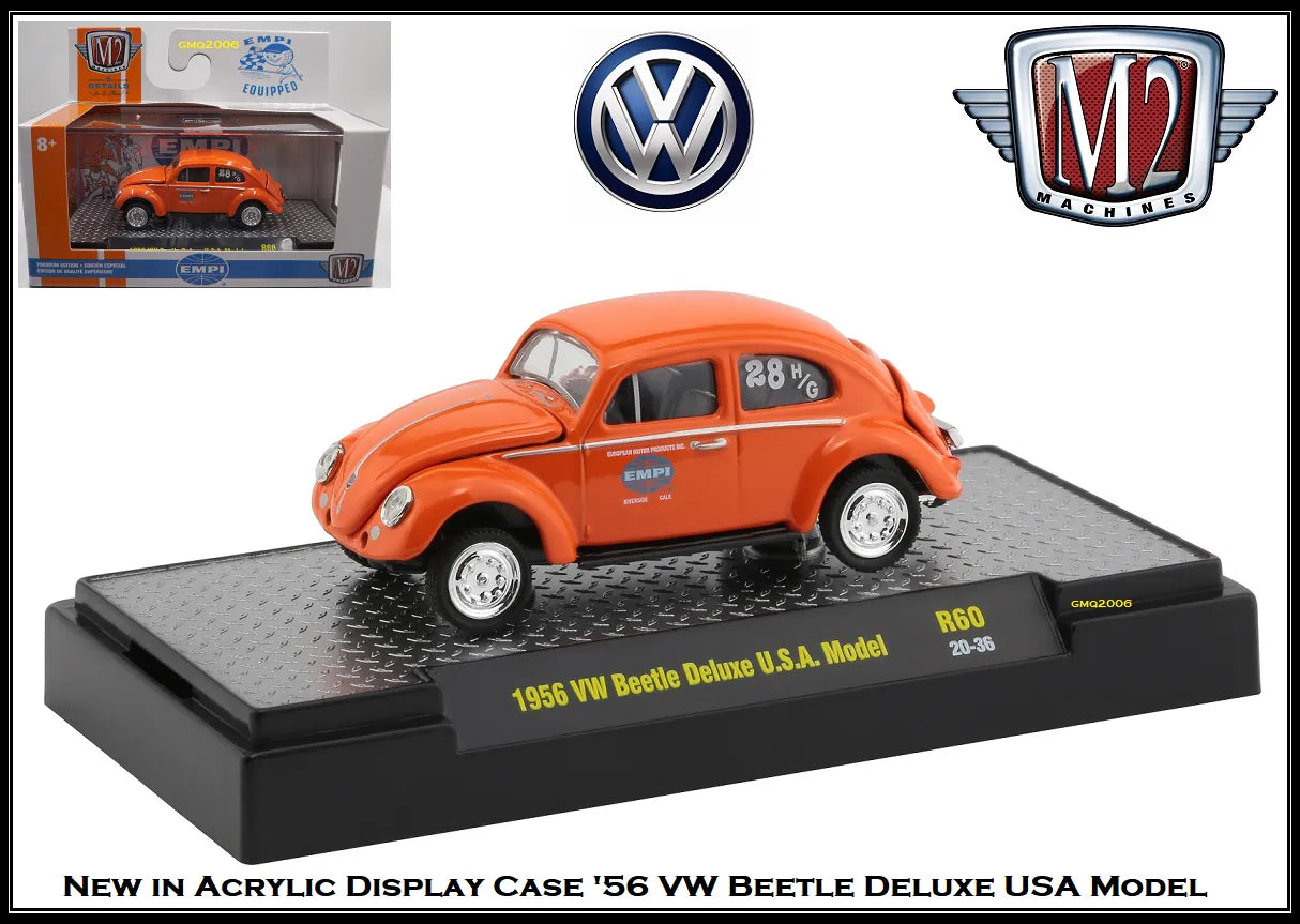 M2 Machines Limited Edition Volkswagen Beetle Deluxe USA Model 1956 Orange