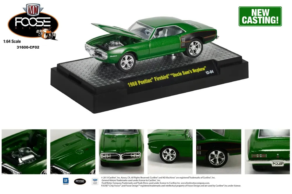 M2 Machines Limited Edition Pontiac Firebird 1968 Green Uncle Sam's Nephew