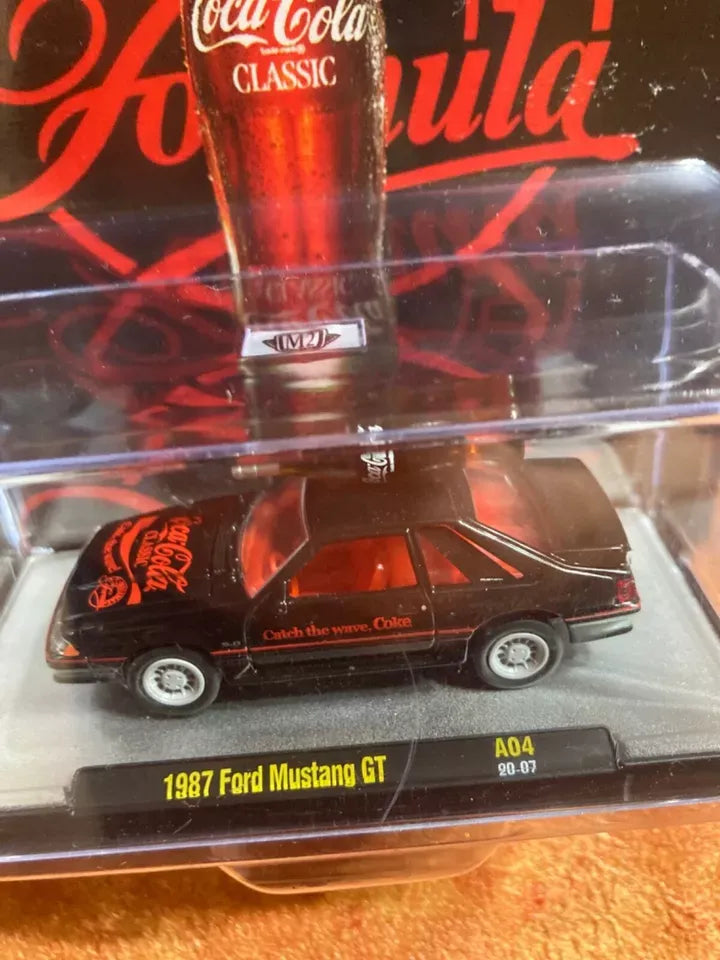 M2 Machines Premium Edition Ford Mustang GT Coke Bottle on top 1987 Black Coca Cola