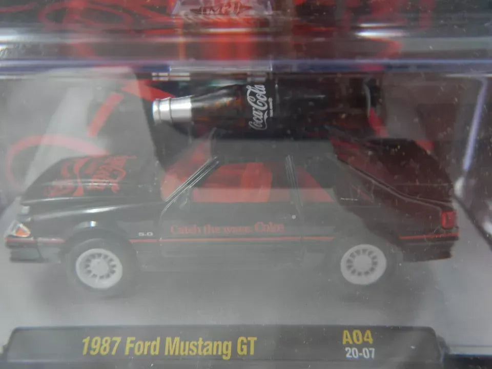 M2 Machines Premium Edition Ford Mustang GT Coke Bottle on top 1987 Black Coca Cola