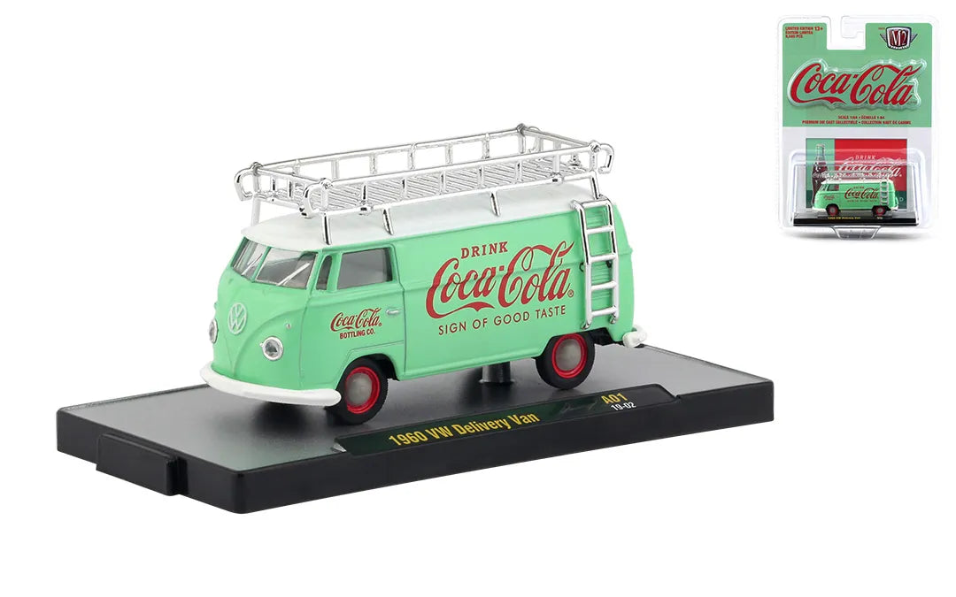 M2 Machines Premium Edition Volkswagen Delivery Van 1960 Green, White Coca Cola