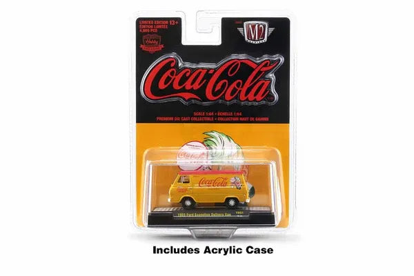 M2 Machines Premium Edition Ford Econoline Delivery Van 1965 Yellow, Red Coca Cola
