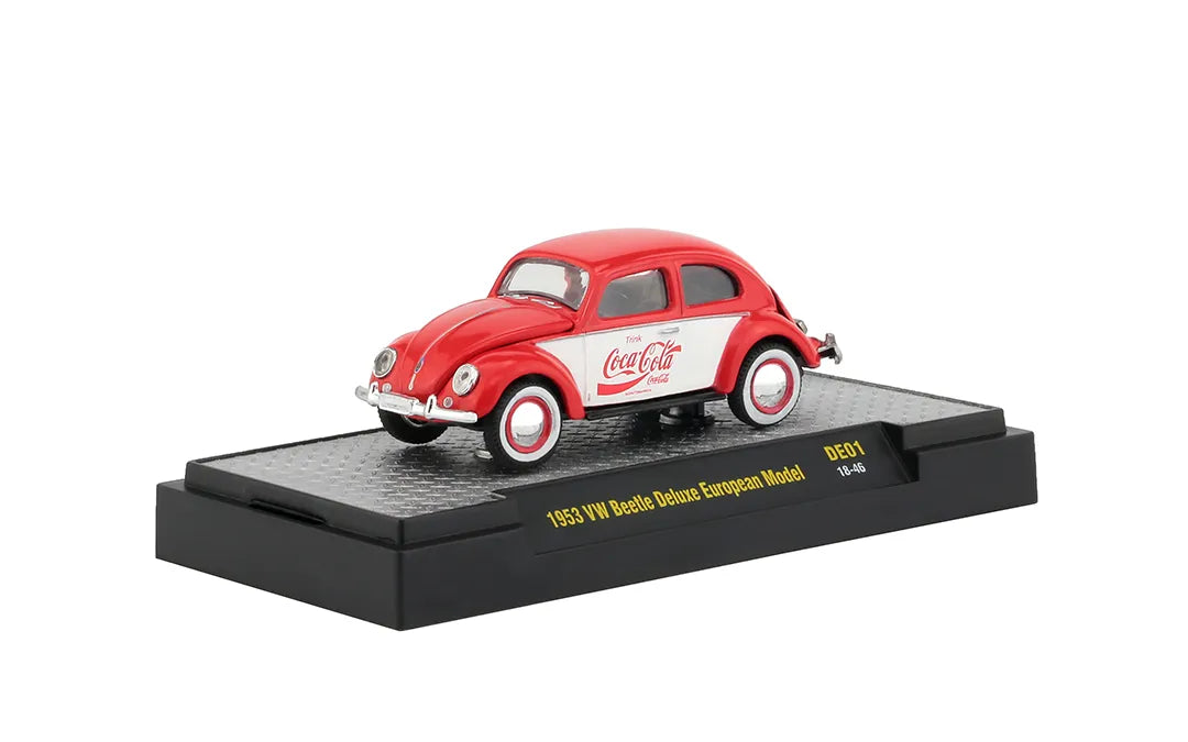 M2 Machines Premium Edition Volkswagen Beetle Deluxe European Model 1953 Red Coca Cola
