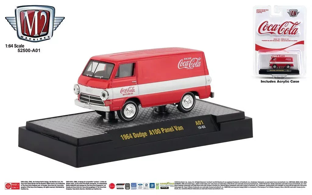 M2 Machines Premium Edition Dodge A 100 Panel Van 1964 Red Coca Cola