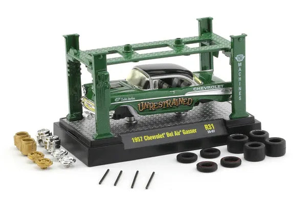 M2 Machines Premium Edition Chevrolet Bel air gasser 1967 Green Unrestrained