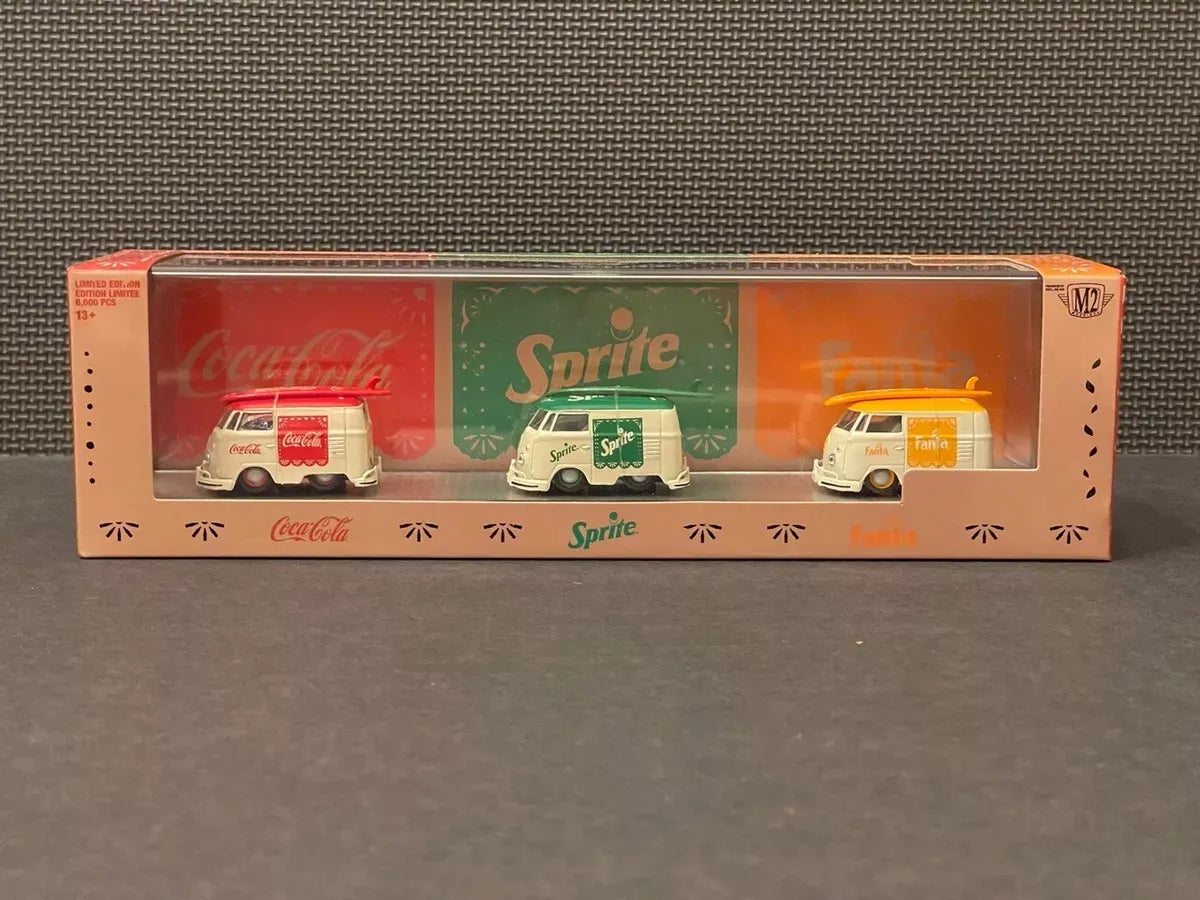 M2 Limited Edition Volkswagen Set of 3 Coca-Cola + Sprite + Fanta 1960 Coca Cola: Red+ Sprite: Green + Fanta: Orange Set of three models