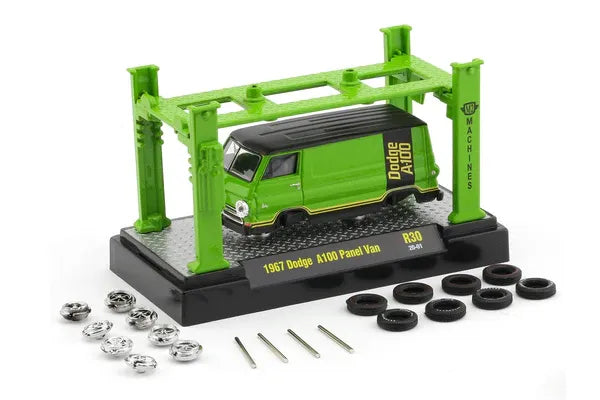 M2 Dodge A-100 Panel Van 1967 Green With tyres accessories + Car Lift