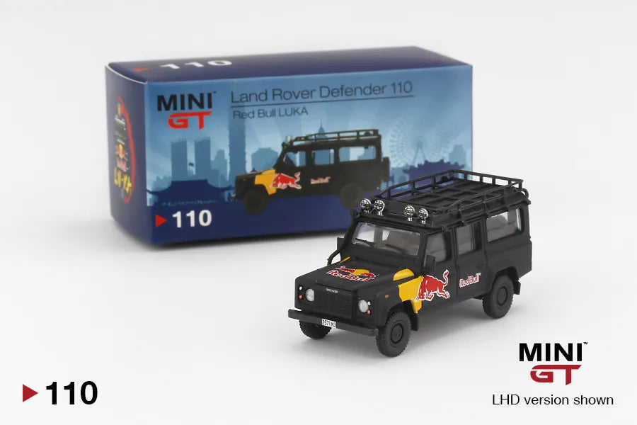 Mini GT Land Rover Defender 110 Black Red bull LUKA - 110
