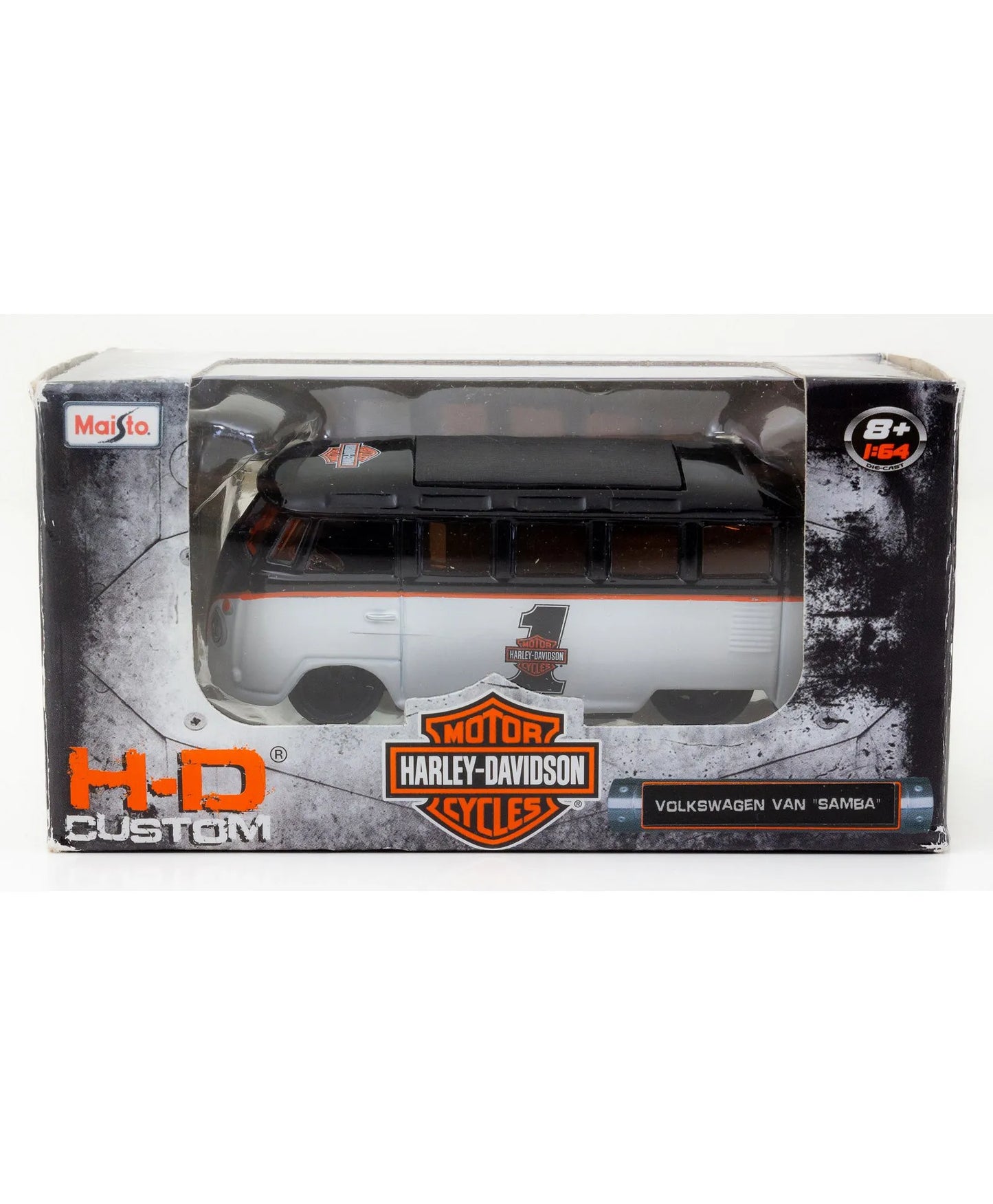 Maisto H-D Custom Volkswagen Van Samba Black, White Harley-Davidson Custom