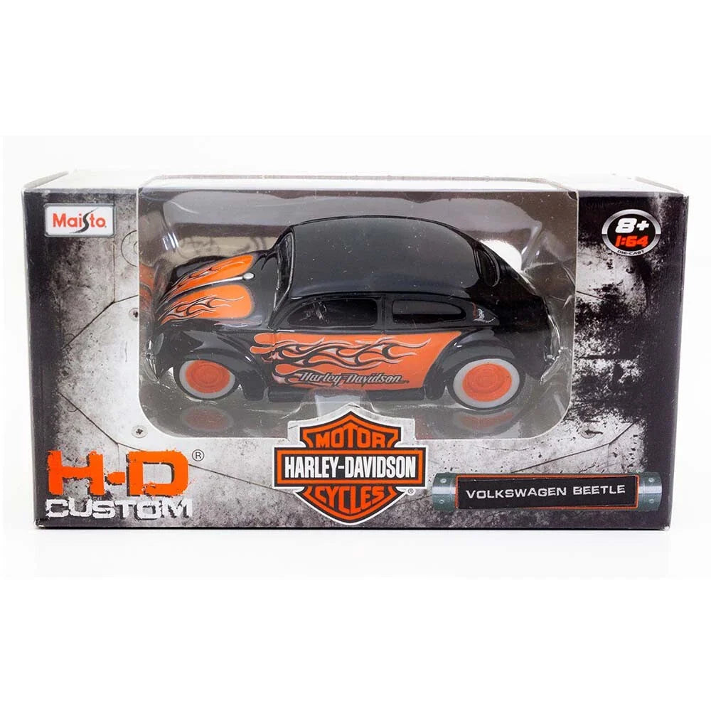 Maisto H-D Custom Volkswagen Beetle Black, Orange Harley-Davidson Custom