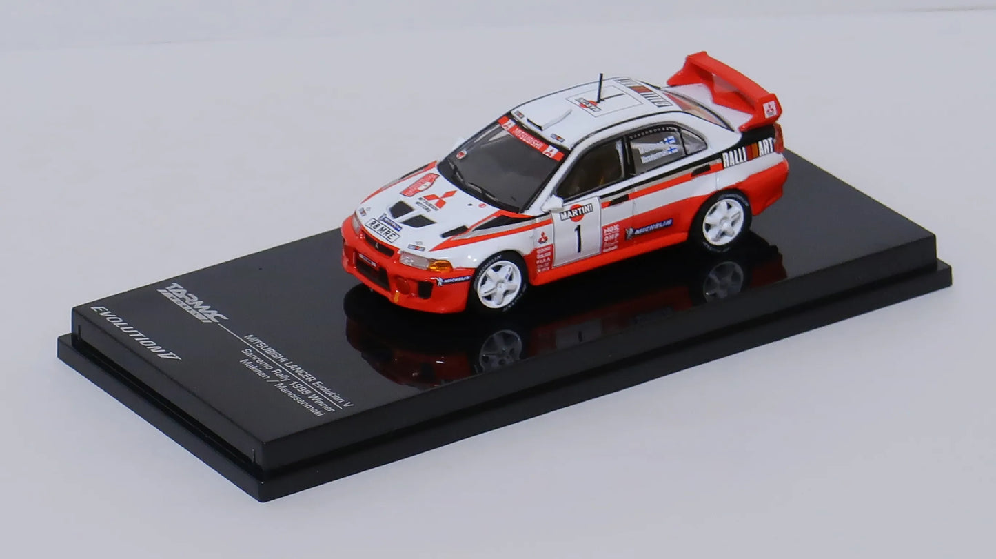 Tarmac Mitsubishi Lancer Evolution V 1998 Red, White Sanremo Rally 1998 Winner
