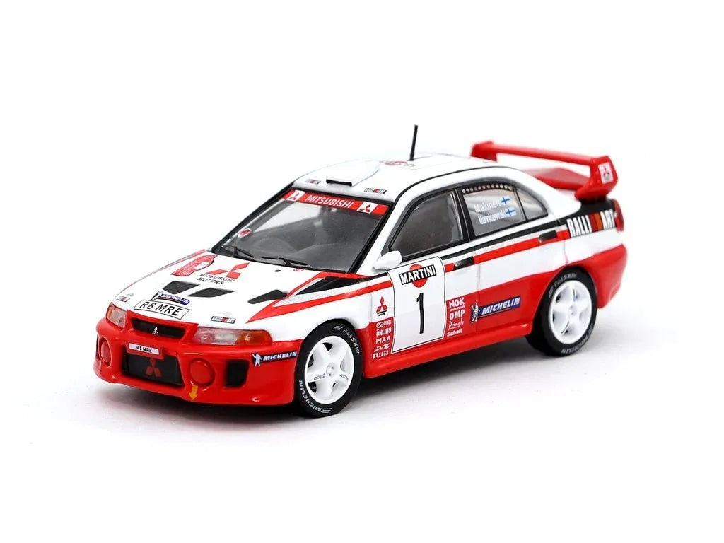 Tarmac Mitsubishi Lancer Evolution V 1998 Red, White Sanremo Rally 1998 Winner