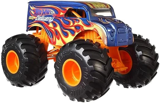 Hot Wheels  Monster Trucks  Delivery (Flame Decals)  Blue, Yellow Giant Wheels