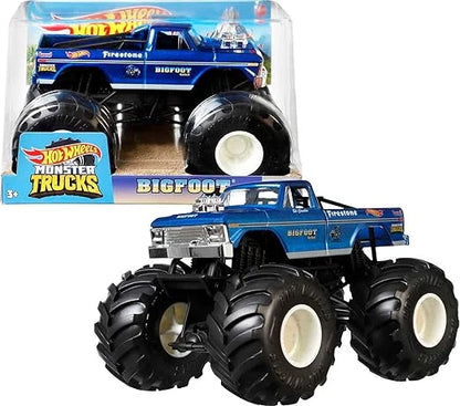 Hot Wheels  Monster Trucks  Big Foot  4 x 4 x 4  Blue Giant Wheels