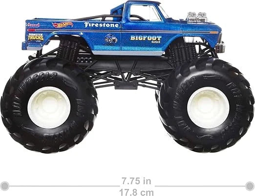 Hot Wheels  Monster Trucks  Big Foot  4 x 4 x 4  Blue Giant Wheels