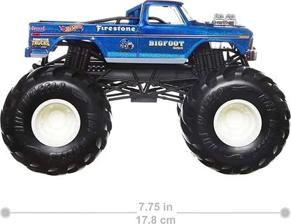 Hot Wheels  Monster Trucks  Big Foot  4 x 4 x 4  Blue Giant Wheels