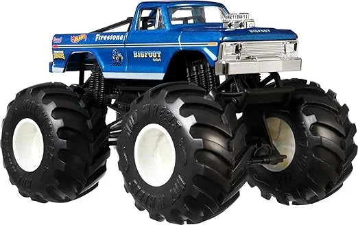 Hot Wheels  Monster Trucks  Big Foot  4 x 4 x 4  Blue Giant Wheels