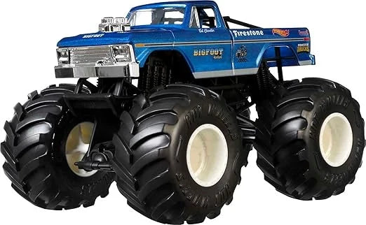 Hot Wheels  Monster Trucks  Big Foot  4 x 4 x 4  Blue Giant Wheels