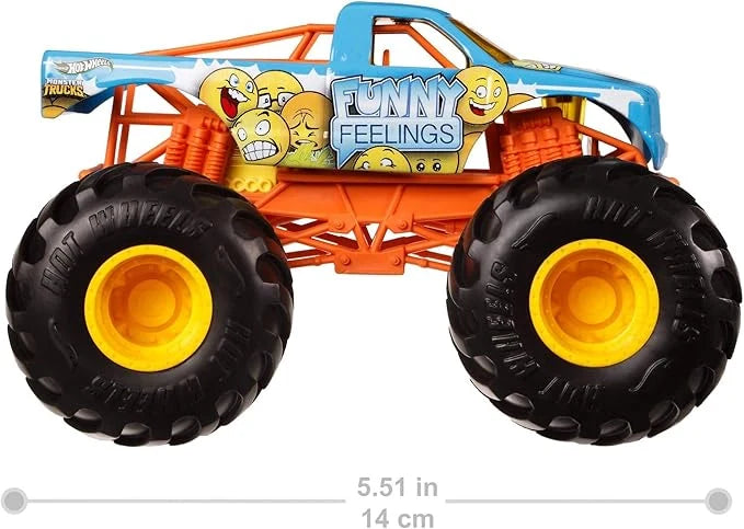 Hot Wheels  Monster Trucks  Funny Feelings  Blue, Orange Giant Wheels
