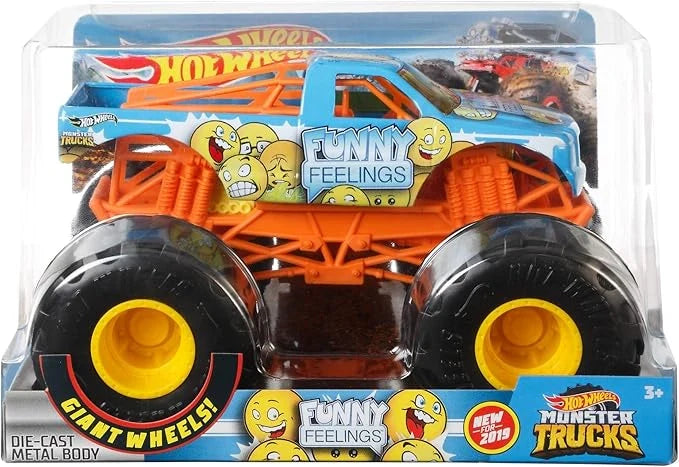 Hot Wheels  Monster Trucks  Funny Feelings  Blue, Orange Giant Wheels