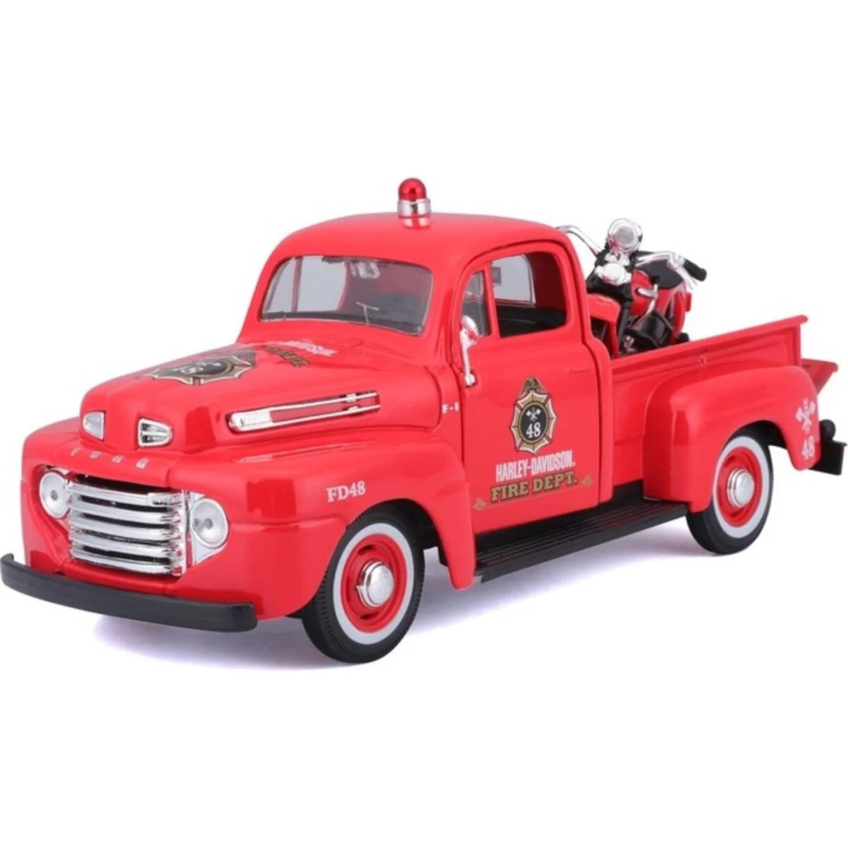 Maisto   Ford F-1 Pick up (with HD Motorcycle)  Red Harley Davidson Series