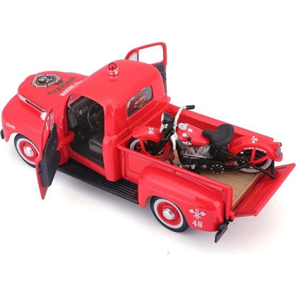 Maisto   Ford F-1 Pick up (with HD Motorcycle)  Red Harley Davidson Series