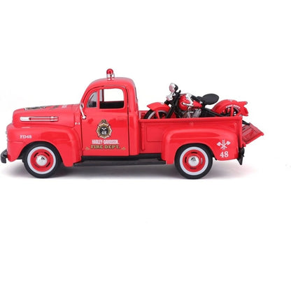Maisto   Ford F-1 Pick up (with HD Motorcycle)  Red Harley Davidson Series