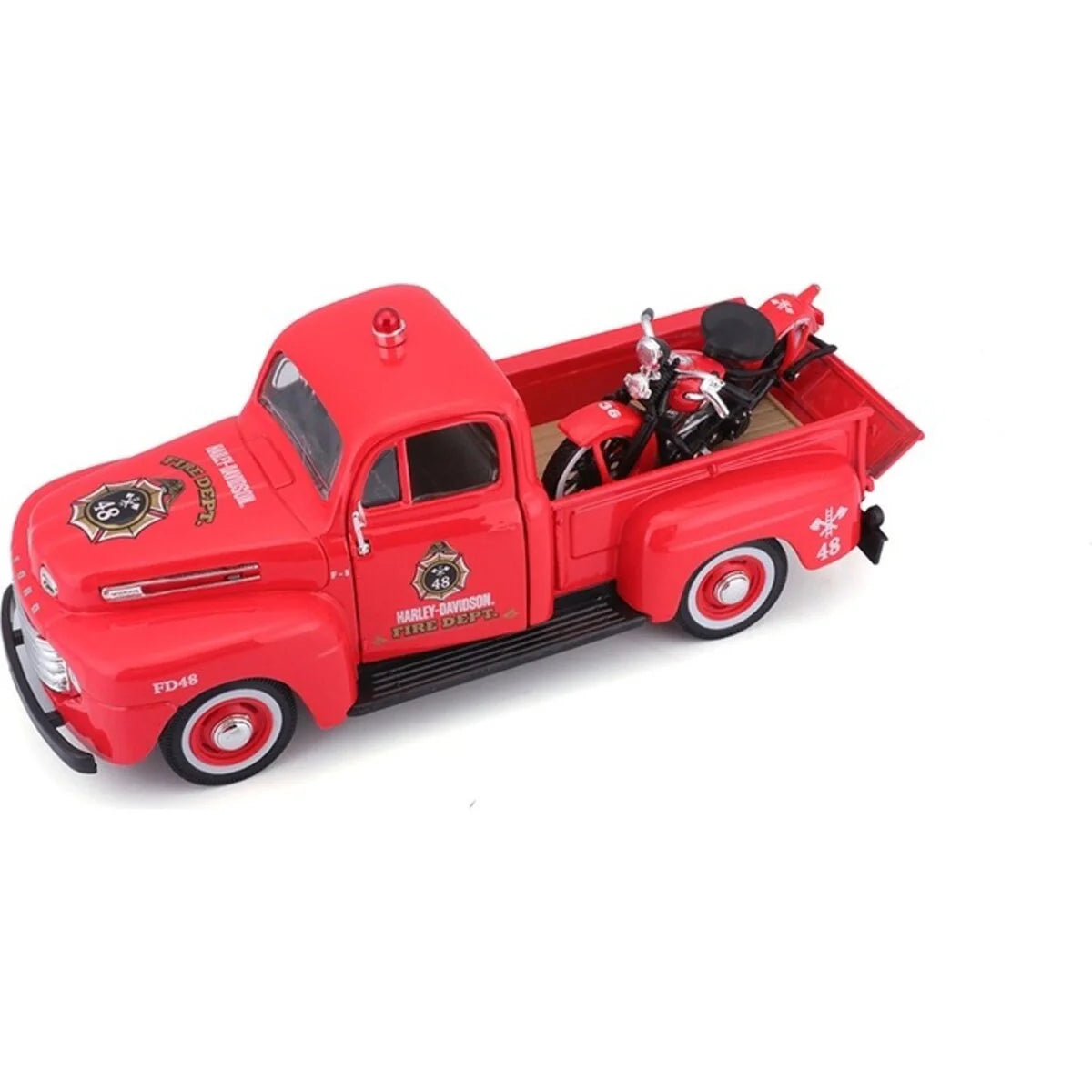 Maisto   Ford F-1 Pick up (with HD Motorcycle)  Red Harley Davidson Series