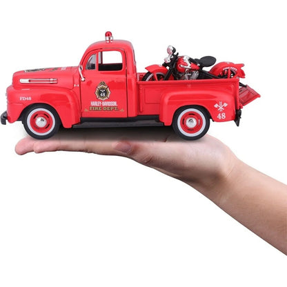 Maisto   Ford F-1 Pick up (with HD Motorcycle)  Red Harley Davidson Series