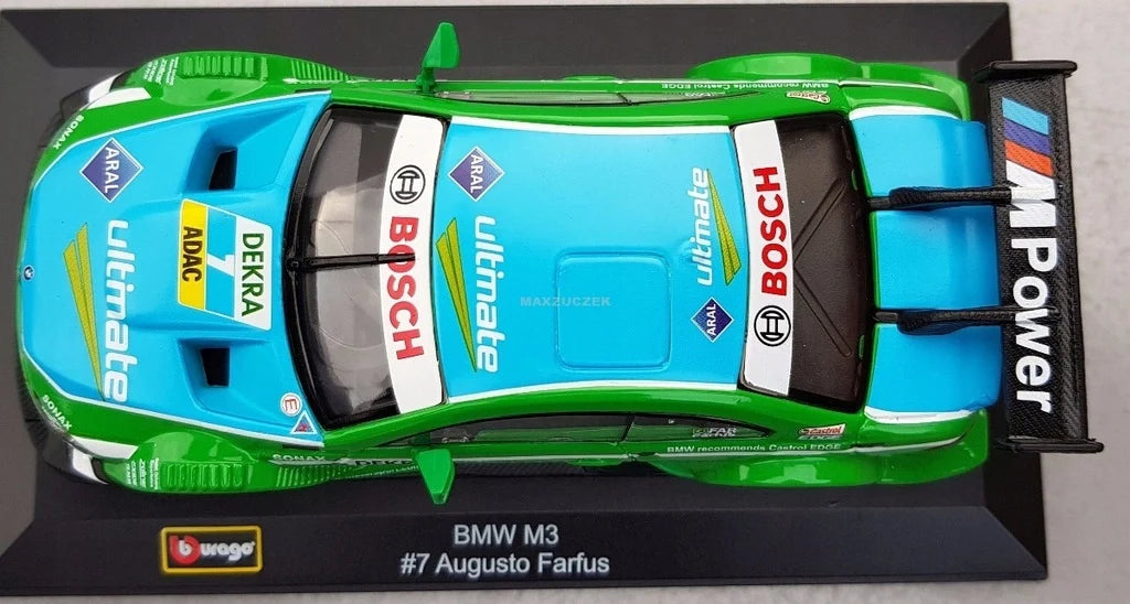 Bburago   BMW M3 # 7 Augusto Farfus  Green & Blue Race
