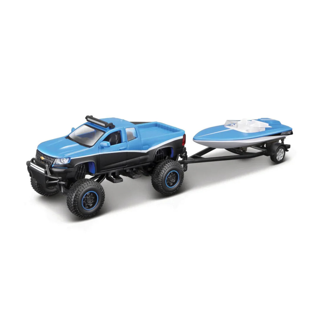 Maisto  Fresh Metal Chevrolet Colorado ZR2 + Speedboat (Tow Set) 2017 Blue 4x4 Rebels
