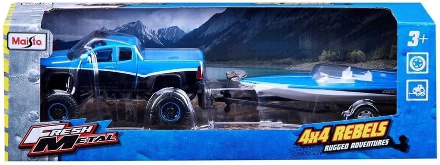 Maisto  Fresh Metal Chevrolet Colorado ZR2 + Speedboat (Tow Set) 2017 Blue 4x4 Rebels