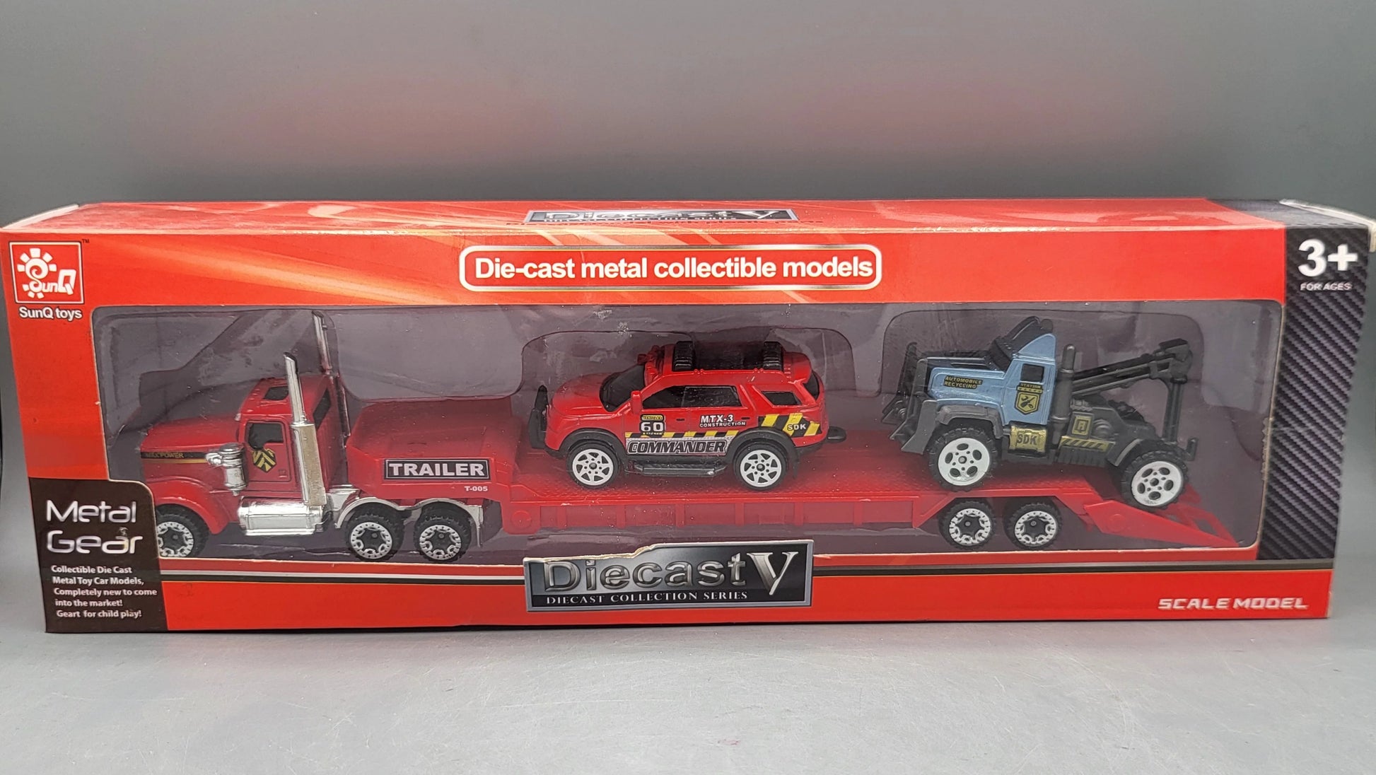 SunQ toys    Trailer + 2 vehicles  Red