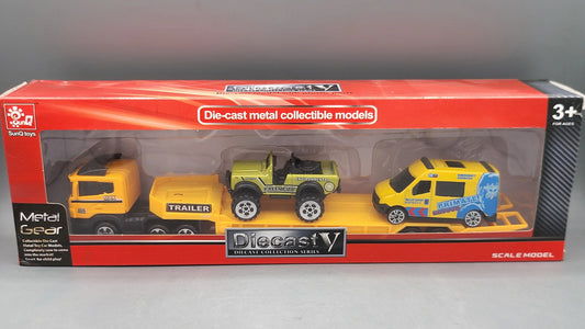 SunQ toys    Trailer + 2 vehicles  Yellow