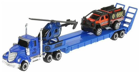 SunQ toys    Trailer + Puck up Truck + Helicopter  Blue, Orange